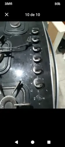 Fogão 5 bocas Muller tampo vidro preto 