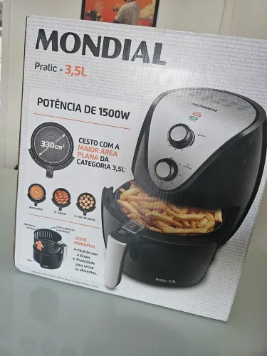 MONDIAL Fritadeira Sem Óleo Air Fryer 3,5L, Preto/Inox, 1500W, 220V