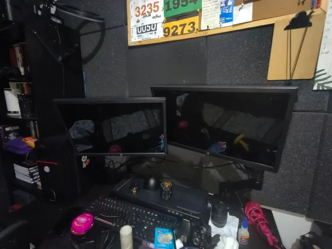 DOIS MONITORES + 2 BRAÇO ARTICULADO