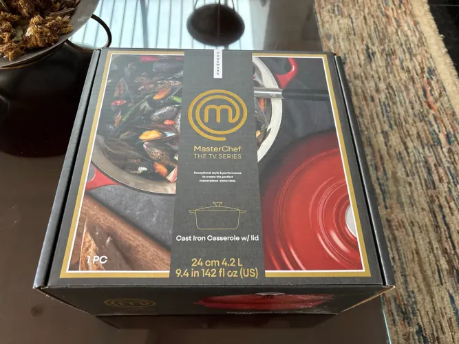 Panela Caçarola de Ferro com Tampa 24cm Masterchef Vermelha