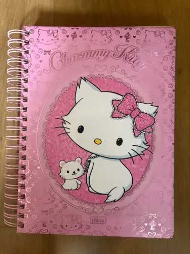 Caderno capa dura caderno espiral Charmmy Kitty da Tilibra, 200 folhas, novo