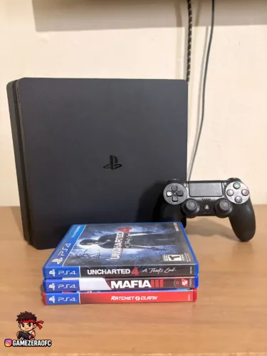 PS4 Slim com Jogos - aceito seu usado como parte do pagamento