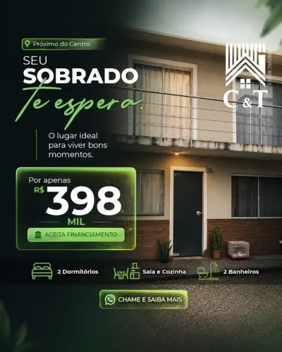 Sobrado Geminado 2 Quartos 2 Banheiros em Camboriú SC