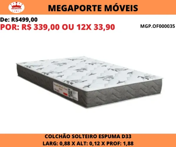 Colchão Solteiro Espuma D33