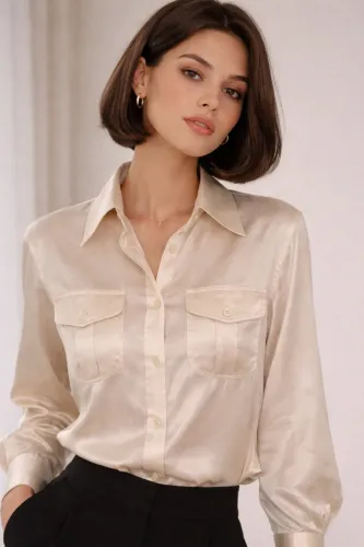Camisa seda acetinada Moschino vintage TAM m