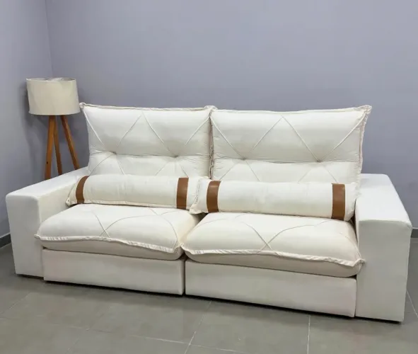 Sofá Esther em Veludo com Molas Ensacadas 4 Lugares Retrátil e Reclinável 250cm