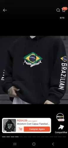 Moletom com Capuz Flanelado blusa de frio com bolso , Estampa Brazilian Jiu-jitsu 