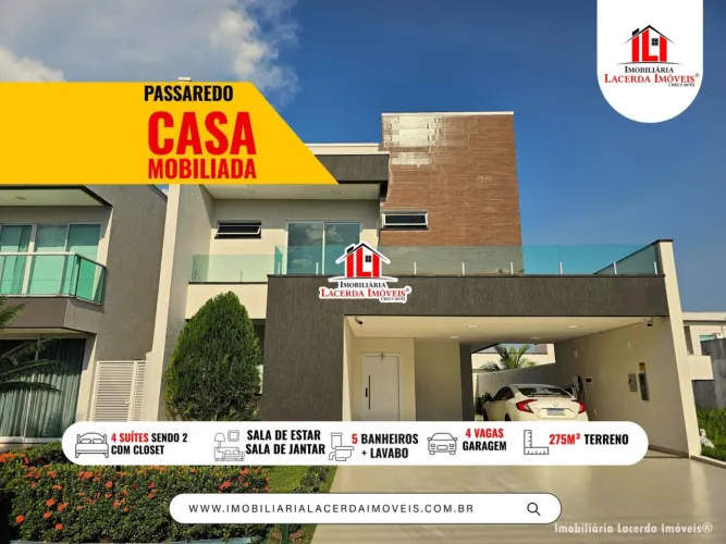 Residencial Passaredo, Casa Duplex MOBILIADA, 4 suites, Energia Solar, 294m² construído