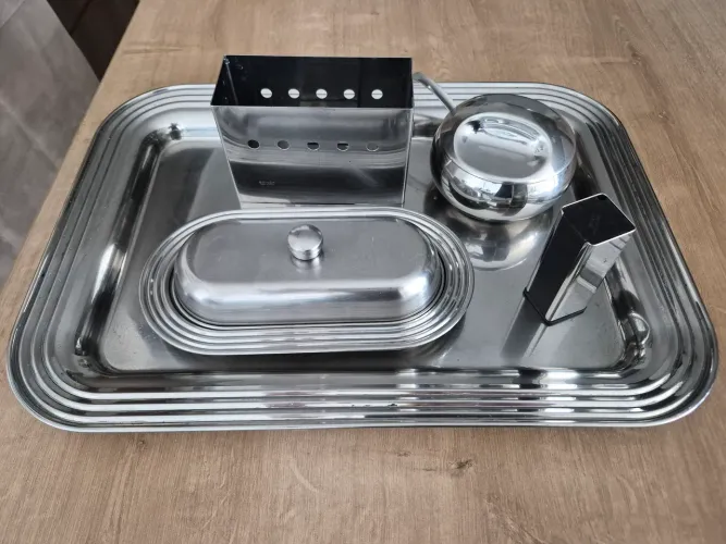 Conjunto de inox com bandeja 5 peças