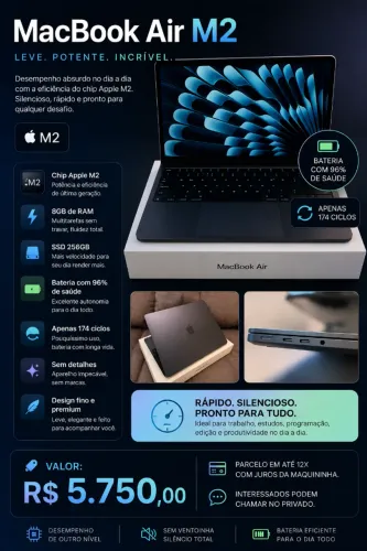 MacBook Air M2 | 13 Pol. | 8GB RAM | 256GB SSD | Midnight