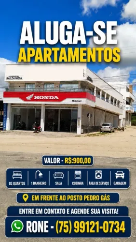 Aluga-se apartamento, 3 quartos, garagem, área de serviço