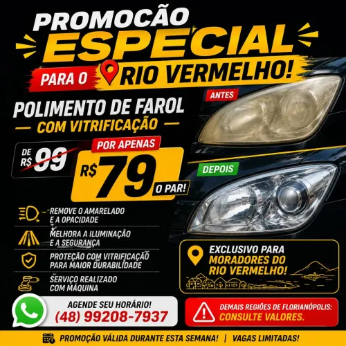 ATENÇÃO RIO VERMELHO! Polimento de Farol com Vitrificação!
