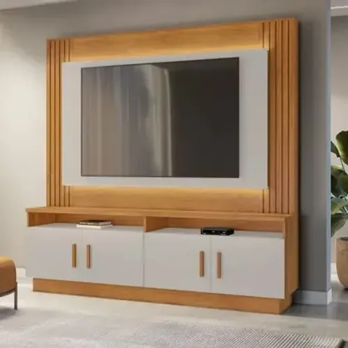 Estante Home Regalo Candian: Design Ripado com LED e Espaço Perfeito para sua TV até 65?