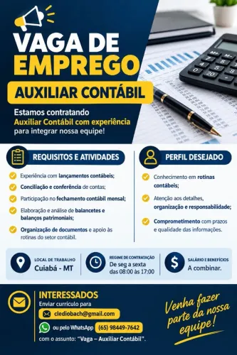 Contrate-se auxiliar contábil