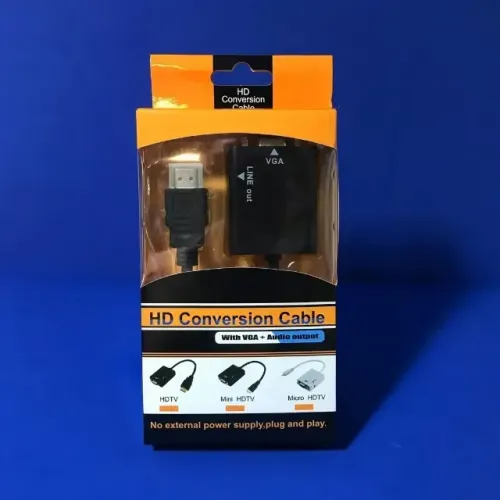 Conversor Adaptador HDMI para VGA com Saída de Áudio e Cabo P2