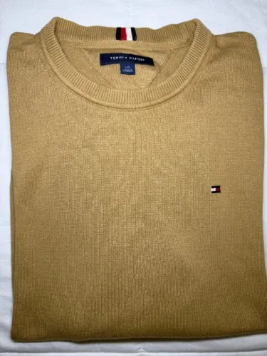 Suéter Tommy Hilfiger Masculino Bege Camel 100% Algodão Tam G