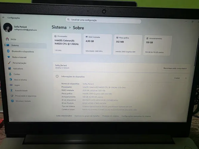 Notebook Lenovo IdeaPad 3 15IGL05