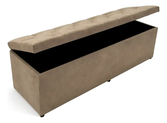 Puff baú suede verde claro