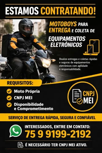 Estamos agregando/contratando Motoboy para entregas 