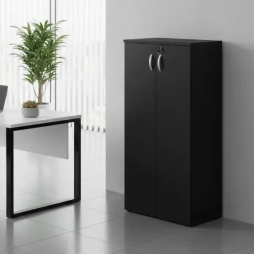 Armário Alto Fechado com 02 Portas 1,59X0,80X0,42m Cor Preto Durável e Compacto 45107