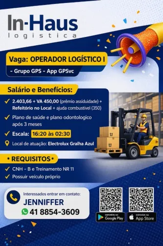 OPERADOR LOGÍSTICO | INÍCIO IMEDIATO | POSSUIR VEÍCULO PRÓPRIO