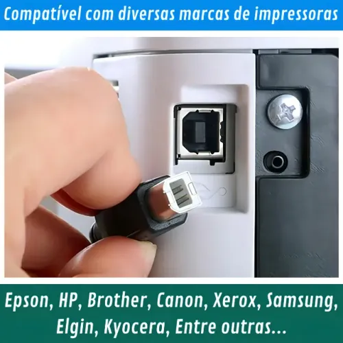 Cabo USB Impressora 3 Metros USB Tipo B Preto Universal