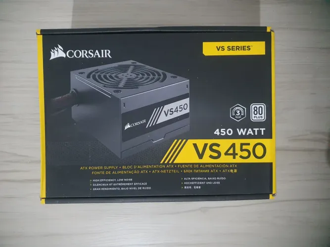 Fonte Corsair VS450 com caixa