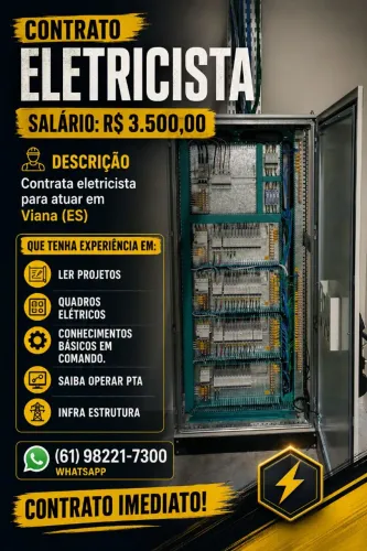Contrato eletricista 3.500,00 salario 
