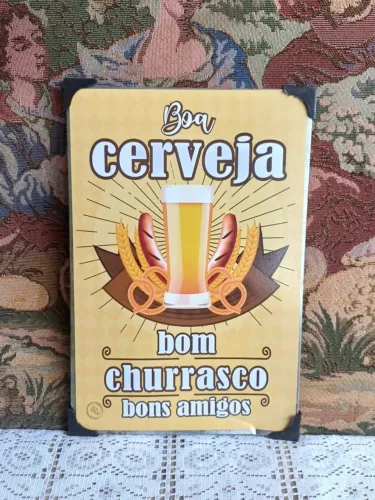 Placa decorativa para área de churrasco de lata