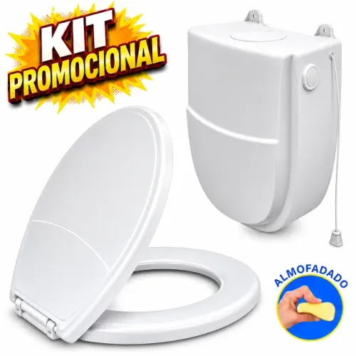 KIT ASSENTO SANITARIO ALMOFADADO + CAIXA DE DESCARGA