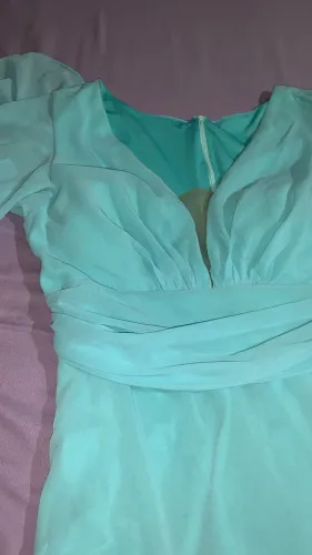 Vestido de festa GG azul claro 