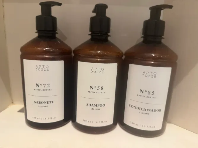 Kit 3 Frascos Dispenser Apto Dozze 500ml - Sabonete, Shampoo e Condicionador