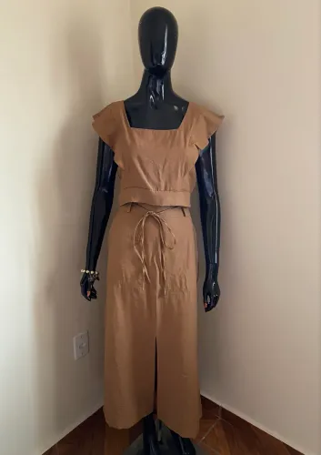 Conjunto marrant cropped e saia midi - Ying Zi