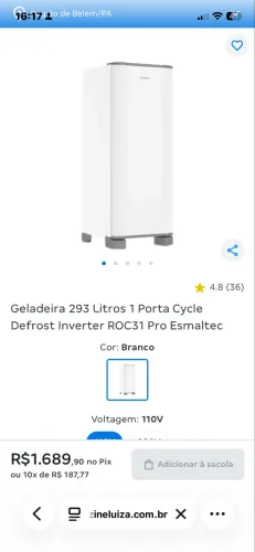 Vendo Geladeira Esmaltec ROC31 PRO 293L - 110V