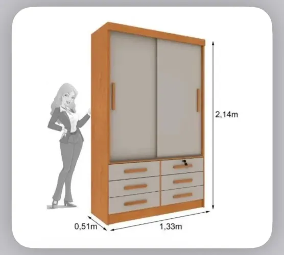Guarda roupa solteiro 2 portas 6 gavetas