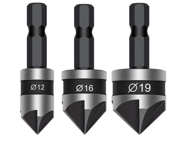 Brocas escareadas de 5 areastes kit com 3