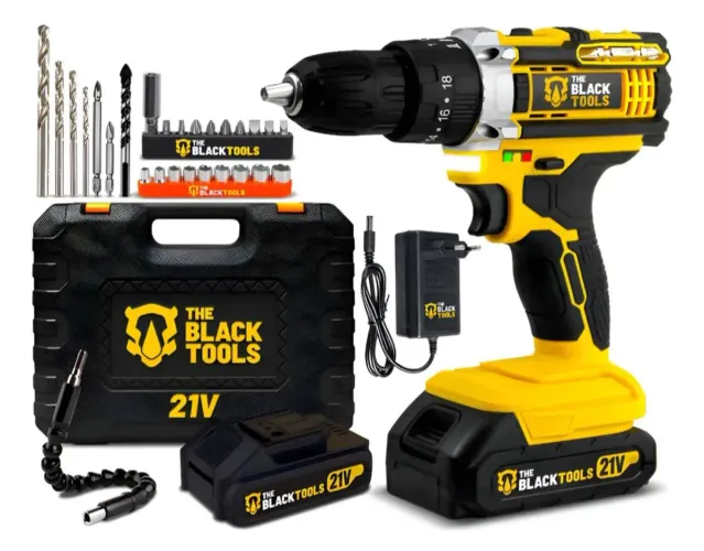 Parafusadeira Furadeira de Impacto The BlackTools Profissional 2 Bateria e Maleta 60HZ