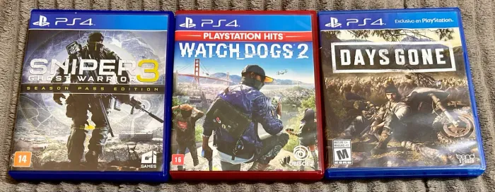 PS4 Jogo Lote com 3 Sniper 3 / Watch Dogs 2 / Days Gone