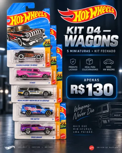 Kit 04 - Hot Wheels Wagons 5 carros Volvo Nomad e outros