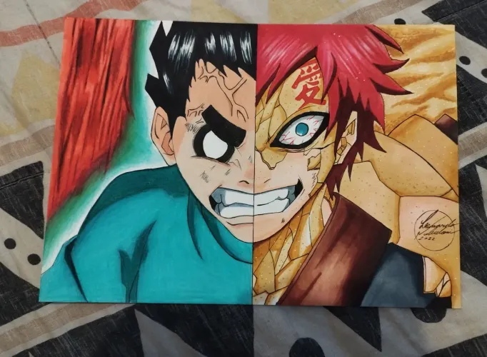 Desenho Rock Lee e Gaara