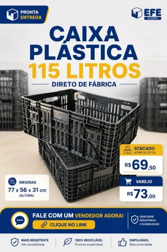 CAIXA PLASTICA 115 LITROS VAZADA