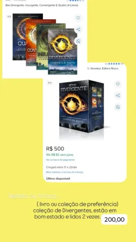 Saga divergente por 80,00 reais