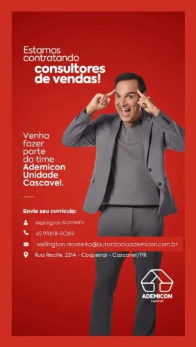 Oportunidade - Vendedor ADEMICON - Média salarial 6.000 - 10.000 mil após prévia.