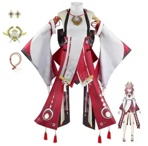 Cosplay Yae Miko Genshin Impact Completo + Peruca | Tamanho M (XL)