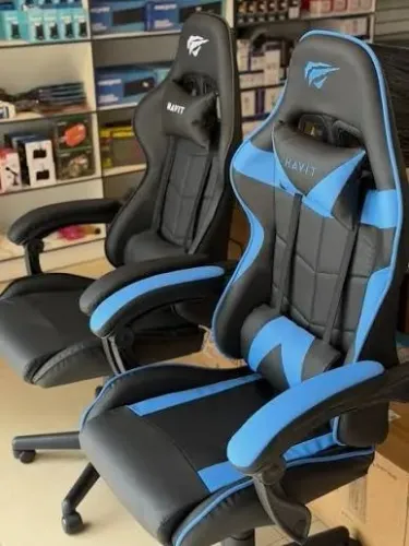 Cadeira Gamer Havit Azul Com Apoio Lombar e Pescoço