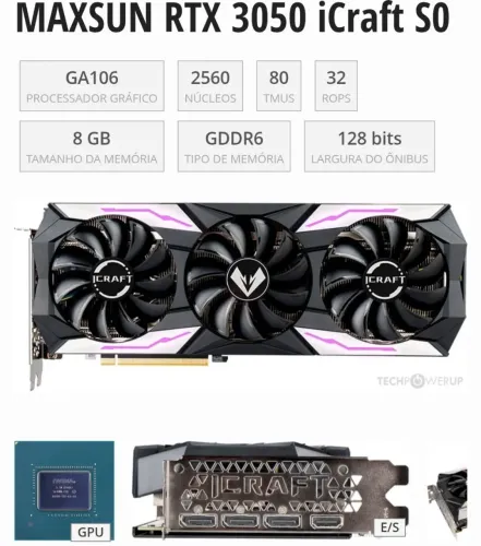 Placa de video maxsun rtx 3050 8gb S0 triple fan
