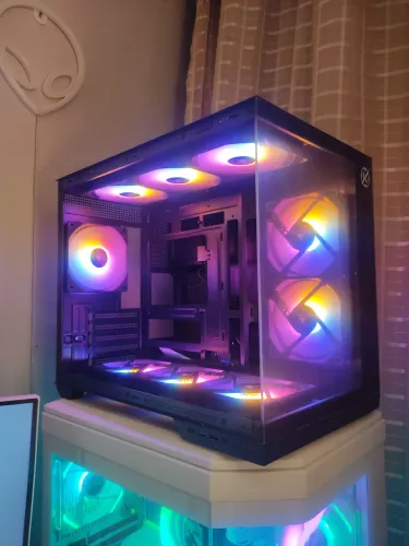 gabinete aquário gamer pc gamer + 9 cooler rgb