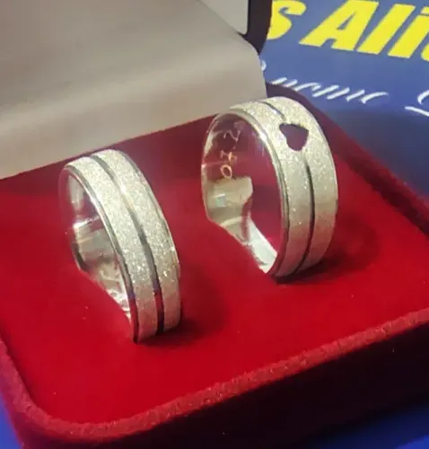 Alianças Prata 950 Namoro Coração Feminina 6 mm