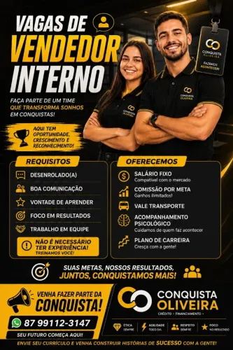 Vaga para vendedor em Petrolina