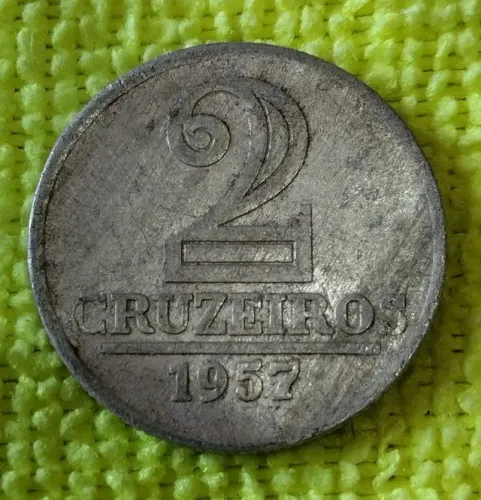 Moeda 2 cruzeiros 1957 aluminio